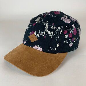 Empyre Unisex Black Floral Print Leather Strapback Adjustable Hat